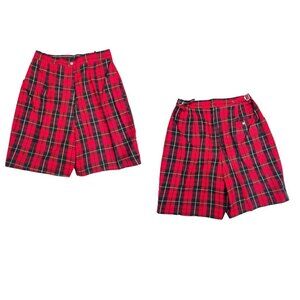 Vintage Truly Regal Sanfordized Women's Red Black Plaid Tartan High Rise Shorts